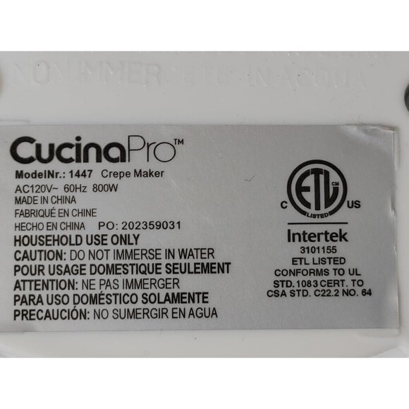 Cucina Pro Cordless Crepe Maker Non Stick Dipping Plate New No Spatula Or Box - Picture 5 of 7